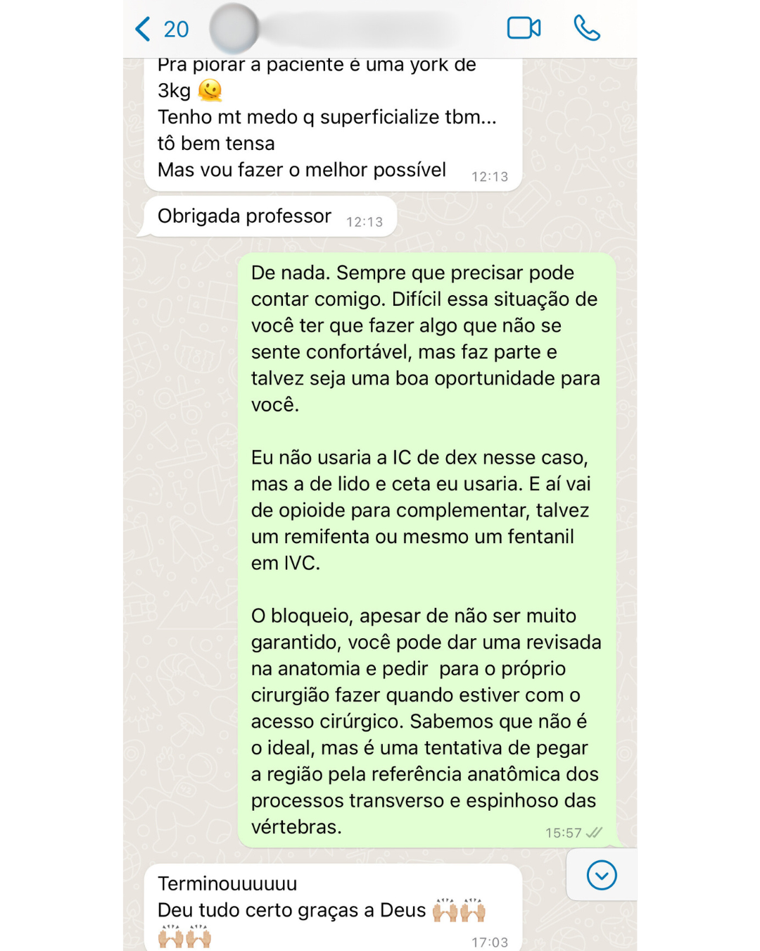 Depoimento anonimizado de aluno GDAV via WhatsApp